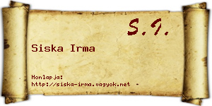 Siska Irma névjegykártya